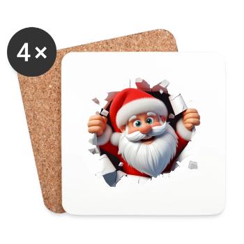 Santa im Loch von vorne 1 - Untersetzer (4er-Set) - Weiß - Vorne