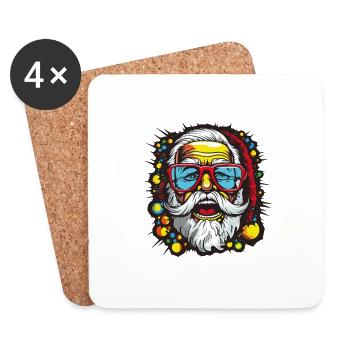 Fête du Père Noël - Dessous de verre (lot de 4) - blanc - Devant