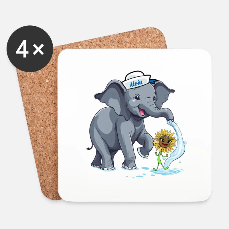 Elefant Elefanten maritim - Untersetzer (4er-Set) - Weiß