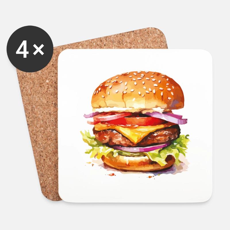 burger cheeseburger - Untersetzer (4er-Set) - Weiß