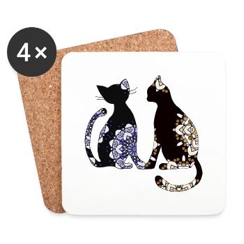 Katzen - Untersetzer (4er-Set) - Weiß - Vorne