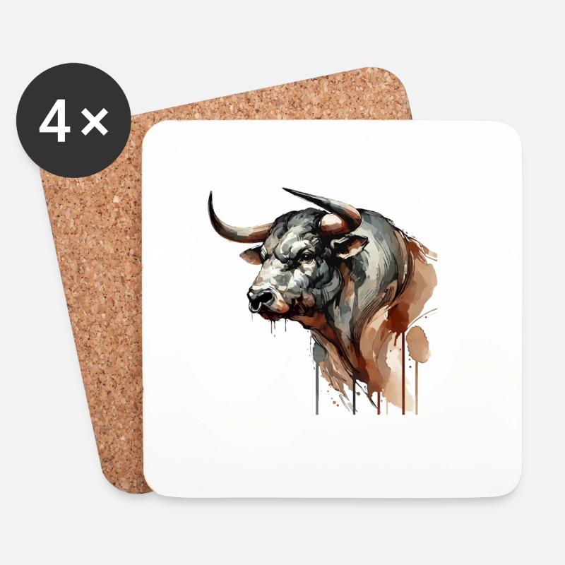 stier - Untersetzer (4er-Set) - Weiß