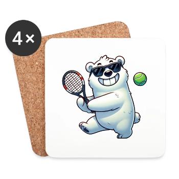 Eisbär spielt Tennis am Nordpool Spaß Tier - Untersetzer (4er-Set) - Weiß - Vorne