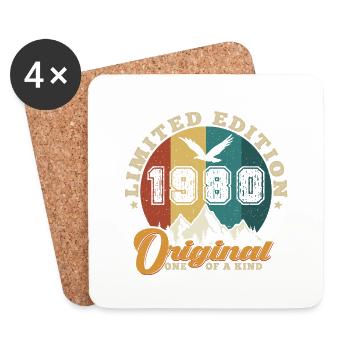 Original 1980er Jahre Vintage - 1980er Jahre Geburtstagsgeschenk - Untersetzer (4er-Set) - Weiß - Vorne
