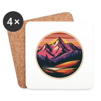 Retro Berge Landschaft - Untersetzer (4er-Set) - Weiß - Vorne