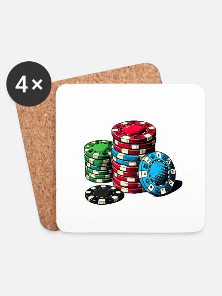Poker - Untersetzer (4er-Set) - Weiß