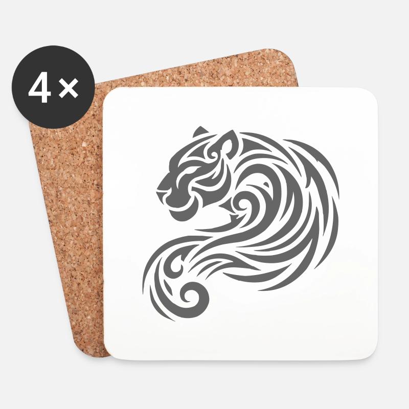 Panther Tribal - Untersetzer (4er-Set) - Weiß