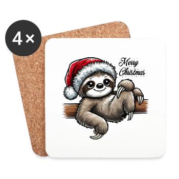 Paresseux Joyeux Noël - Dessous de verre (lot de 4) - blanc - Devant