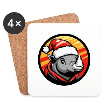 Rhino Christmas X-Mas - Coasters (set of 4) - white - Front