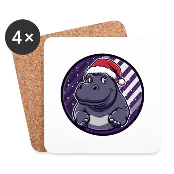 Nilpferd Weihnachten X-Mas - Untersetzer (4er-Set) - Weiß - Vorne