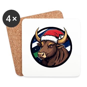 Noël Taureau Noël - Dessous de verre (lot de 4) - blanc - Devant