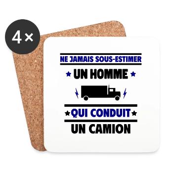 Ne jamais sous-estimer homme qui conduit un camion - Dessous de verre (lot de 4) - blanc - Devant