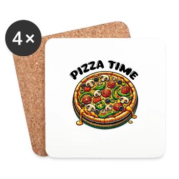 L’heure de la pizza - Dessous de verre (lot de 4) - blanc - Devant