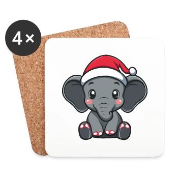 Noël des éléphants - Dessous de verre (lot de 4) - blanc - Devant