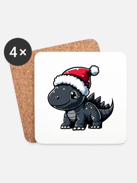 Dinosaurier stegosaurus Weihnachten - Untersetzer (4er-Set) - Weiß