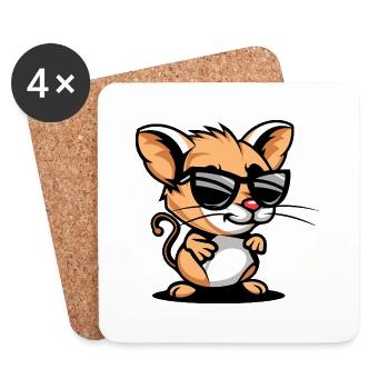 Mouse Comic Cool - Coasters (set of 4) - white - Front