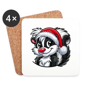 Stinktier Weihnachten - Untersetzer (4er-Set) - Weiß - Vorne