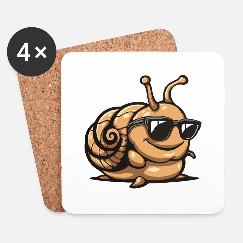 Schnecke Comic Cool - Untersetzer (4er-Set) - Weiß