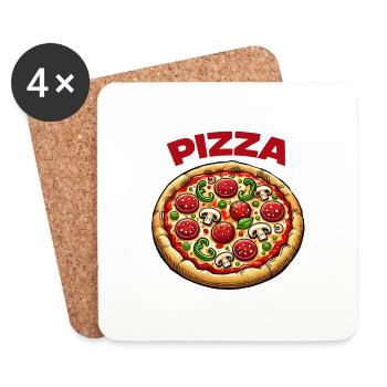 pizza - Dessous de verre (lot de 4) - blanc - Devant