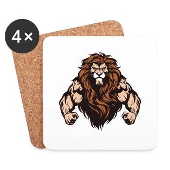 Leo Beast Fitness Muscles - Dessous de verre (lot de 4) - blanc - Devant