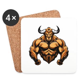 Bull Bull Muscles Beast Gym - Dessous de verre (lot de 4) - blanc - Devant