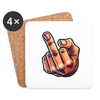 Mittelfinger - Untersetzer (4er-Set) - Weiß - Vorne