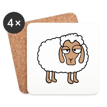 mouton fatigué s’ennuyer regard mouton agneau doux - Dessous de verre (lot de 4) - blanc - Devant