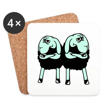 2 Sheep Crossed Arms Offended Friends Team - Coasters (set of 4) - white - Front