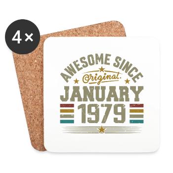 Retro Geburtstagsgeschenk geboren im Januar 1979 - Untersetzer (4er-Set) - Weiß - Vorne