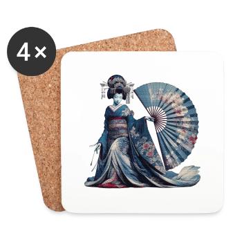 Cultural Treasures of Geisha - Coasters (set of 4) - white - Front
