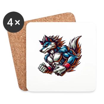 loup, animal - Dessous de verre (lot de 4) - blanc - Devant