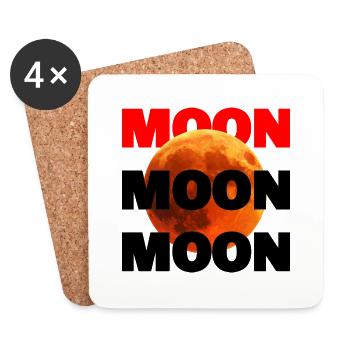 Moon logo: Bold design with a glowing moon - Coasters (set of 4) - white - Front