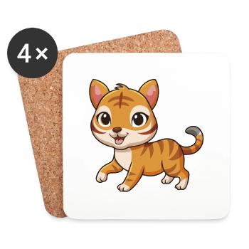 Tigerinchen – Der kleine Blickfang! - Untersetzer (4er-Set) - Weiß - Vorne