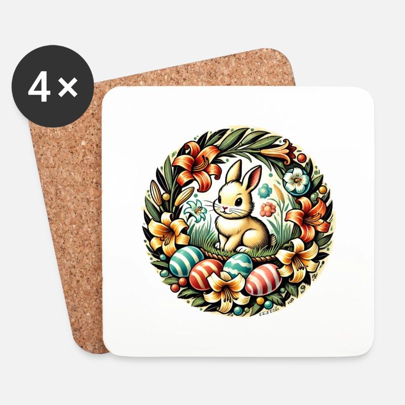 Osterhase Hase - Untersetzer (4er-Set) - Weiß