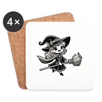Bande dessinée de sorcière - Dessous de verre (lot de 4) - blanc - Devant