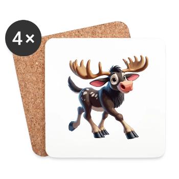 Moose cheerful - Coasters (set of 4) - white - Front