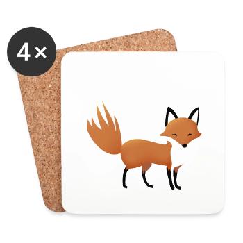 Smiling fox illustration - art of a cunning animal - Coasters (set of 4) - white - Front