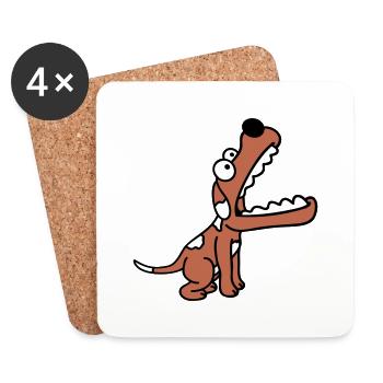 chien grande bouche museau faim regarder vers le haut - Dessous de verre (lot de 4) - blanc - Devant