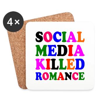 social media killed romance - Dessous de verre (lot de 4) - blanc - Devant