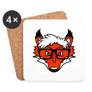 Fox Nerd Horn-rimmed Glasses Geek Smart Intelligent Cool - Coasters (set of 4) - white - Front