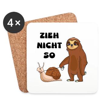 Don't pull a snail and a sloth - Coasters (set of 4) - white - Front