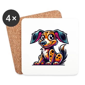 Chien Chien - Dessous de verre (lot de 4) - blanc - Devant