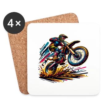Motorrad,motorcycle,dirkbike motocross - Untersetzer (4er-Set) - Weiß - Vorne
