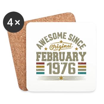 February 1976 49th Anniversary Gift, February 1976 - Coasters (set of 4) - white - Front