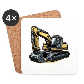 Excavator large - Coasters (set of 4) - white - Front