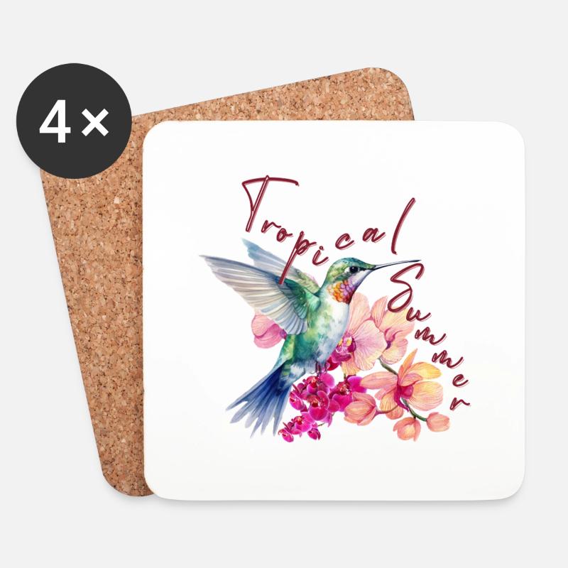Tropical Summer - Untersetzer (4er-Set) - Weiß