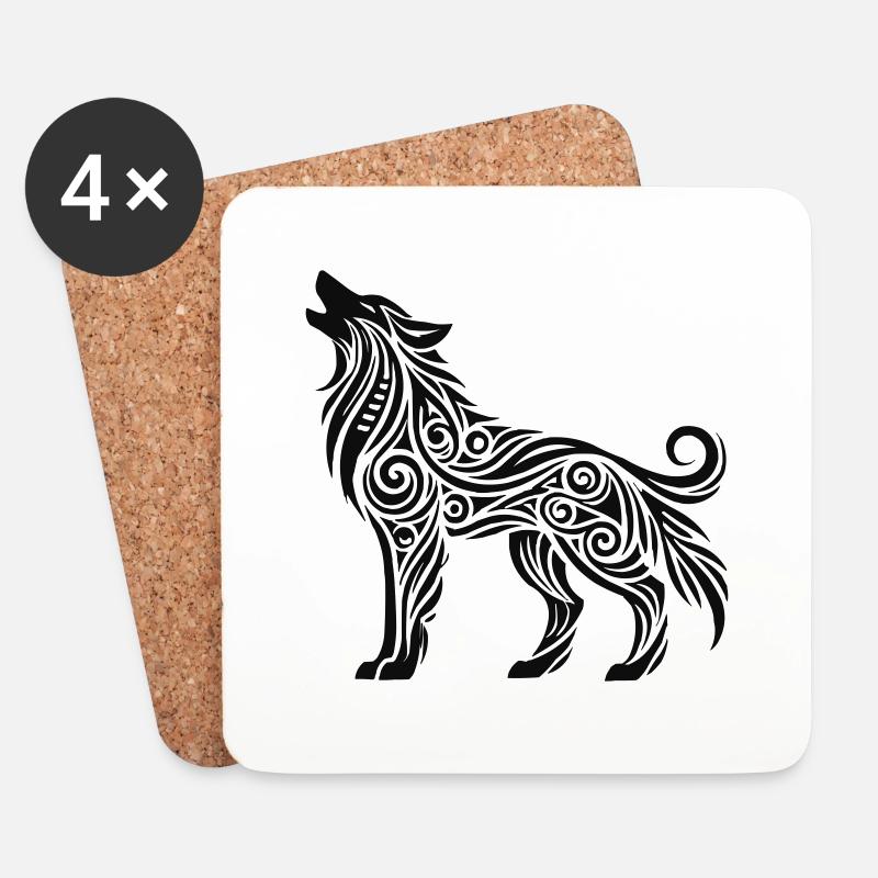 wolf tribal tier - Untersetzer (4er-Set) - Weiß