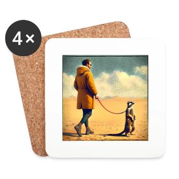 Spaziergang mit Erdmännchen - Untersetzer (4er-Set) - Weiß - Vorne