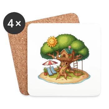 Cabane dans les arbres - Dessous de verre (lot de 4) - blanc - Devant