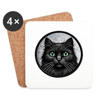 Mysterious black cat motif – unique graphics - Coasters (set of 4) - white - Front